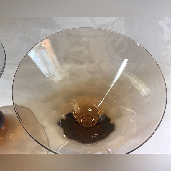 VTG Retro MCM 2 Amber Ball Stemmed Martini Glasses - Picture 4 of 6
